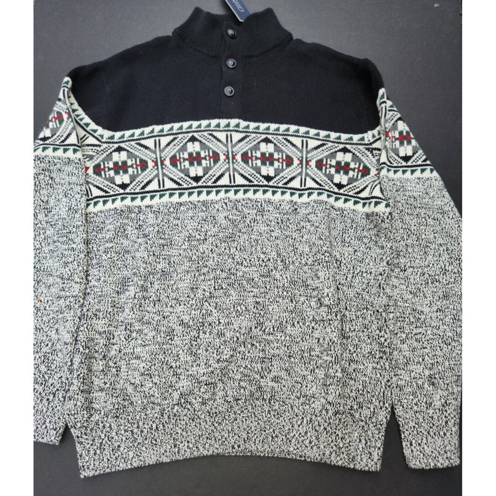Chaps 100% Cotton Button Mock Neck Sweater Men's  M NWT